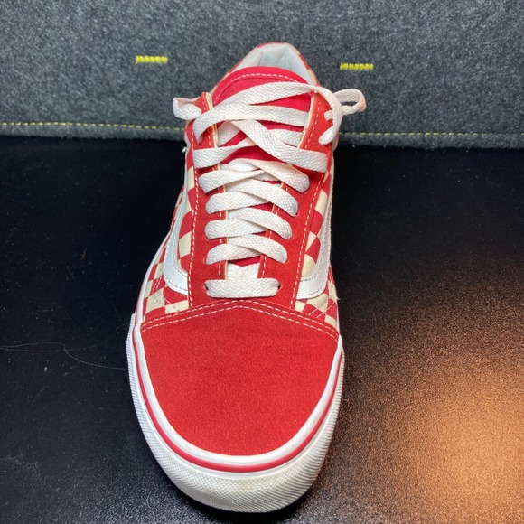 Vans Old Skool Red Checkerboard Suede Casual Skate Shoes Men's Size 6.5 W 8 - Picture 5 of 12